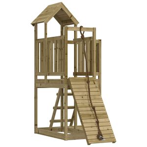 vidaXL Casa de brincar com parede de escalar pinho impregnado