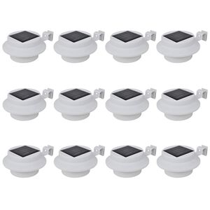 vidaXL Candeeiros solares de exterior LED para veda&ccedil;&otilde;es 12 pcs branco