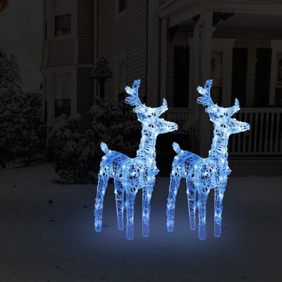 vidaXL Renas de Natal 2 pcs 80 luzes LED acrílico azul