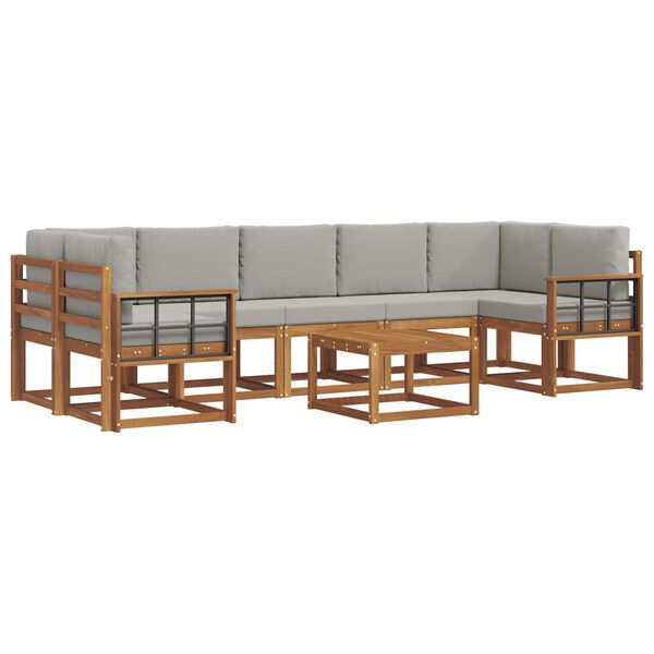 vidaXL Conjunto de Sof&aacute;s para Exterior 8 pcs Cinza Natural e Claro