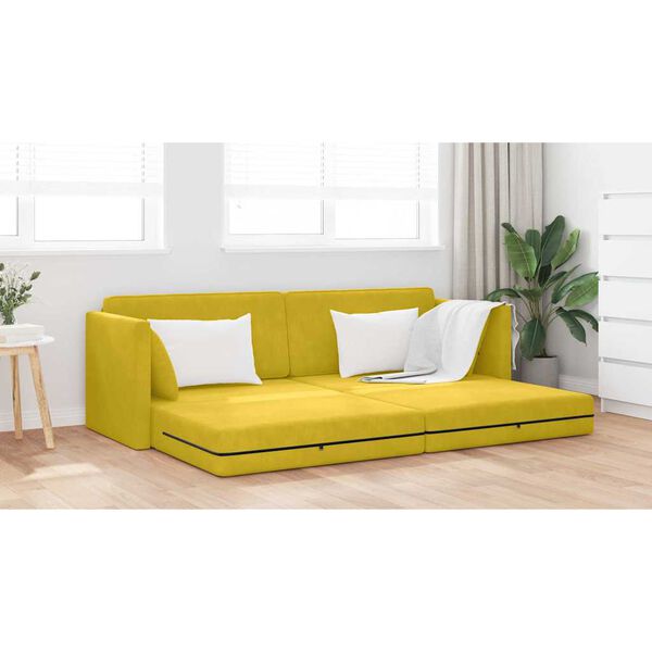 vidaXL Sof&aacute;-cama de ch&atilde;o 200cm Amarelo Veludo