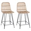 vidaXL Banco de bar 2 pcs Natural 44 x 54 x 96 cm Rattan e A&ccedil;o