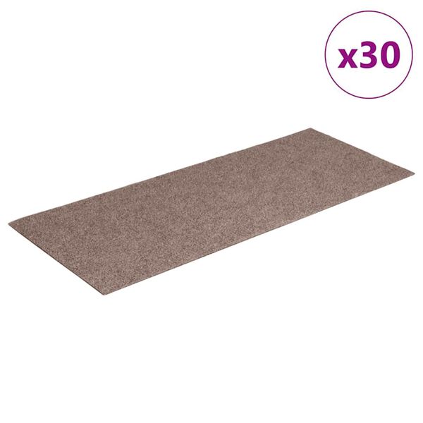 vidaXL Tapetes de escada autoadesivos 30 pe&ccedil;as 60x25 cm marrom claro retangular