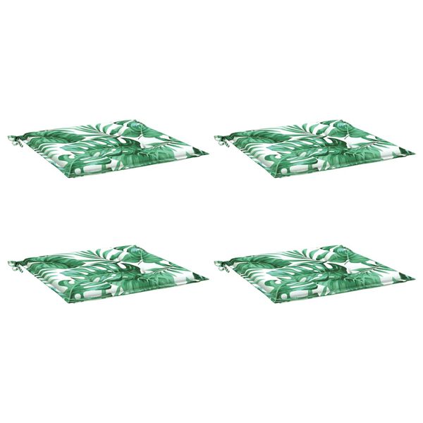 vidaXL Almofad&otilde;es p/ cadeira 4pcs 40x40x4cm tecido padr&atilde;o folhas