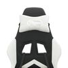 vidaXL Cadeira gaming girat&oacute;ria couro artificial preto e branco