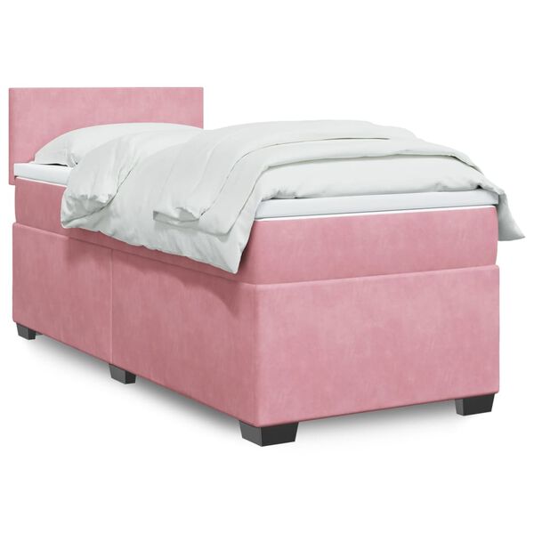 vidaXL Cama com molas/colch&atilde;o 80x200 cm veludo rosa