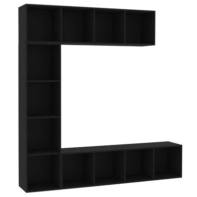 vidaXL 3 pcs conjunto armário de TV/estante 180x30x180 cm preto