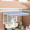 vidaXL Toldo Retr&aacute;til Azul e Branco 300 x 200 cm Poli&eacute;ster e Metal
