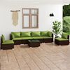 vidaXL 7 pcs conjunto lounge de jardim c/ almofad&otilde;es vime PE castanho