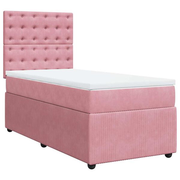 vidaXL Cama com molas/colch&atilde;o 80x200 cm veludo rosa