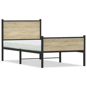 vidaXL Estrutura de cama sem colch&atilde;o 100x200 cm metal carvalho sonoma