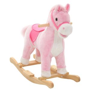 vidaXL Animal de baloi&ccedil;ar cavalo em pel&uacute;cia 65x32x58 cm rosa