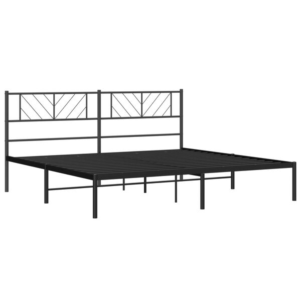 vidaXL Estrutura de cama em metal com cabeceira 180x200 cm preto