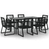 vidaXL 7 pcs conjunto de jantar para jardim vime de PVC preto