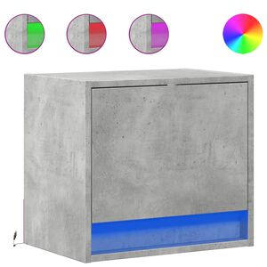 vidaXL Mesas de cabeceira de parede c/ luzes LED 2pcs cinzento cimento