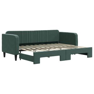 vidaXL Sof&aacute;-cama com gavet&atilde;o 80x200 cm veludo verde-escuro