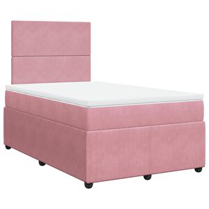 vidaXL Cama boxspring com colch&atilde;o 120x200 cm veludo rosa
