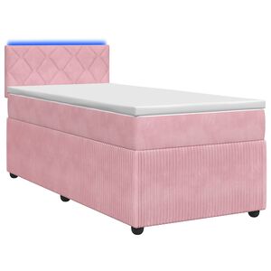 vidaXL Cama box spring com colch&atilde;o Rosa 80 x 200 cm Veludo
