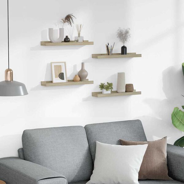 vidaXL Prateleiras de parede 4 pcs 40x9x3 cm carvalho sonoma
