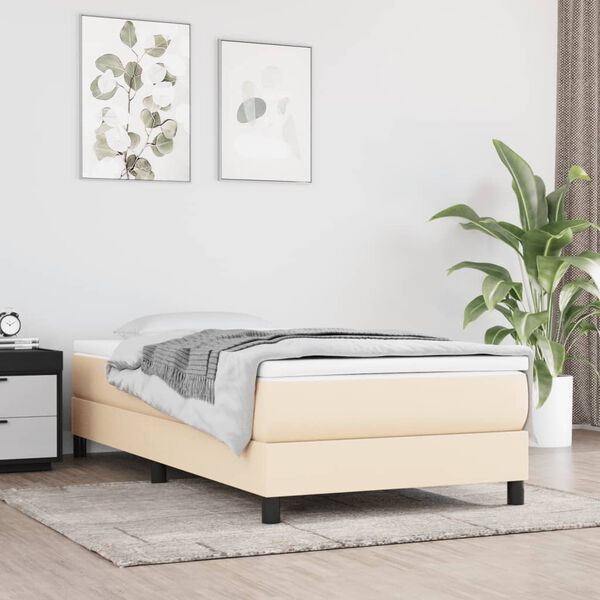 vidaXL Estrutura de cama com molas 90x190 cm tecido creme