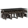 vidaXL 13 pcs conjunto jantar p/ jardim c/ almofad&otilde;es vime PE castanho