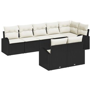 vidaXL Conjunto de Sof&aacute; de Jardim 8 pcs Preto e Branco vime PE