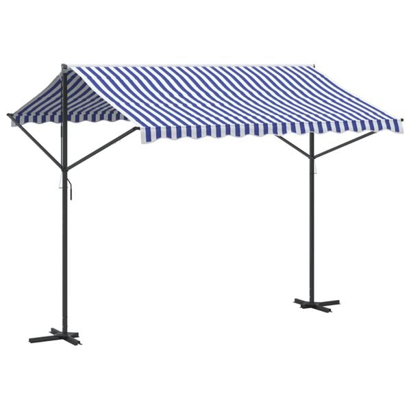 vidaXL Toldo de p&eacute; 300x300 cm tecido e a&ccedil;o azul e branco