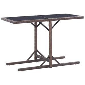 vidaXL Mesa de jardim 110x53x72 cm vidro e vime PE castanho