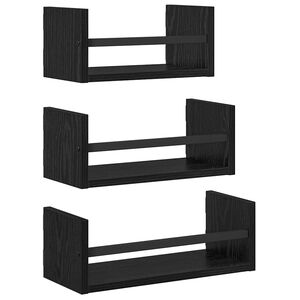 vidaXL Conjunto de prateleiras de parede 3 unid. Carvalho Preto