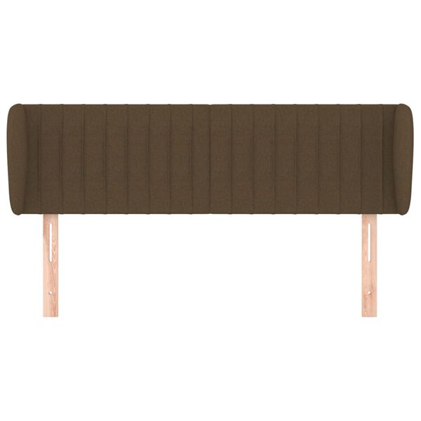 vidaXL Cabeceira de cama c/ abas tecido 147x23x78/88cm castanho-escuro