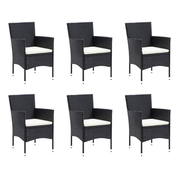 vidaXL 9 pcs conjunto de jantar p/ jardim c/ almofad&otilde;es vime PE preto