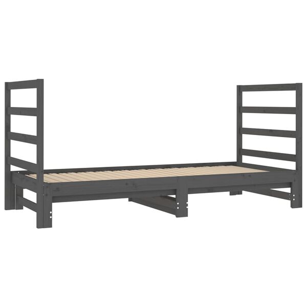 vidaXL Estrutura sof&aacute;-cama de puxar 2x(90x190) cm pinho maci&ccedil;o cinza