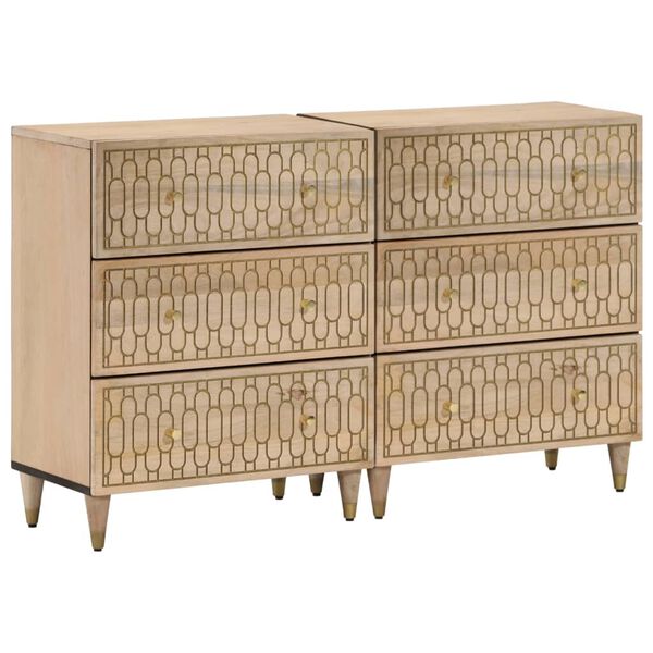 vidaXL M&oacute;veis de apoio 2 pcs 60x33x75 cm madeira de mangueira maci&ccedil;a