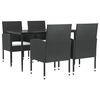 vidaXL 5 pcs conjunto de jantar para jardim vime PE e a&ccedil;o preto