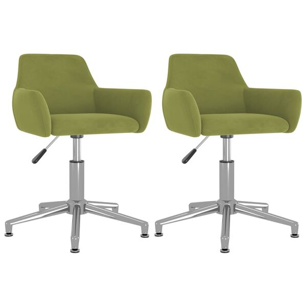 vidaXL Cadeiras de jantar girat&oacute;rias 2 pcs veludo verde-claro