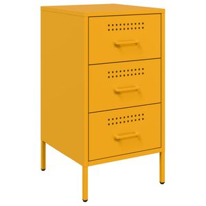 vidaXL Mesa de cabeceira 36x39x68 cm a&ccedil;o amarelo mostarda