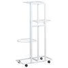 vidaXL Suporte vasos c/ 4 prateleiras e rodas 44x23x80 cm ferro branco
