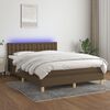 vidaXL Cama box spring c/ colch&atilde;o/LED 140x200cm tecido castanho-escuro