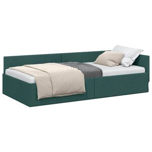 vidaXL Estrutura de Cama de Canto Verde Escuro 80 cm x 200 cm Veludo