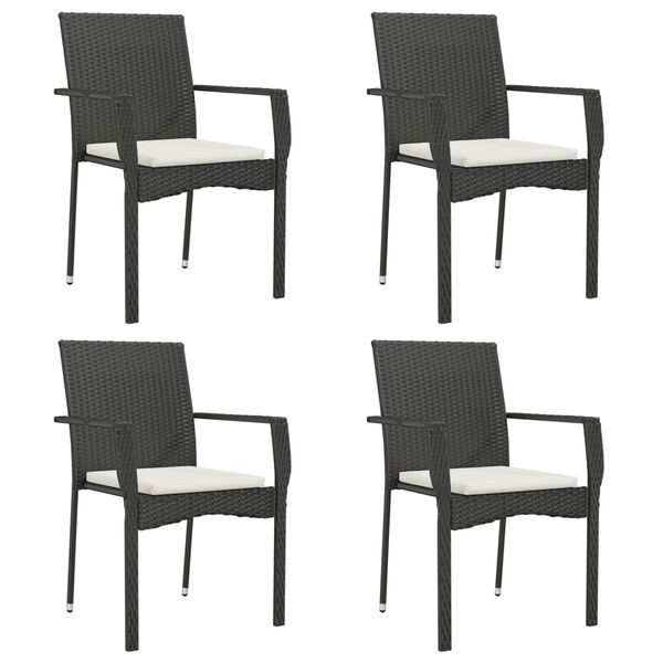 vidaXL 5 pcs conjunto de jantar p/ jardim c/ almofad&otilde;es vime PE preto