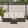 vidaXL Conjunto de Sof&aacute; de Jardim 5 pcs Preto e Creme vime PE