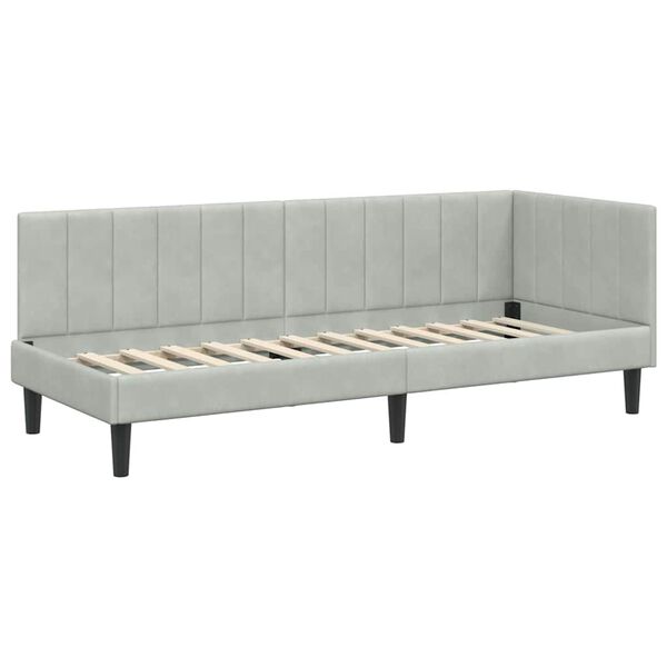 vidaXL Estrutura de Cama de Canto Cinzento-claro 80 cm x 200 cm Veludo