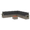 vidaXL 10 pcs conjunto sof&aacute;s de jardim c/ almofad&otilde;es vime PE cinzento