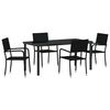 vidaXL Conjunto de Jantar para Jardim 5 unid. Preto vime PE