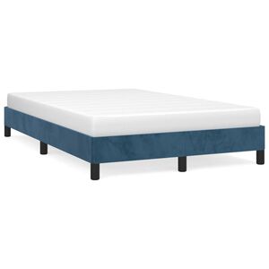 vidaXL Estrutura de cama com colch&atilde;o azul escuro 120x190 cm Veludo