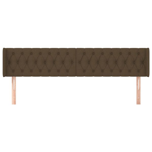 vidaXL Cabeceira de cama c/ abas tecido 203x16x78/88cm castanho-escuro