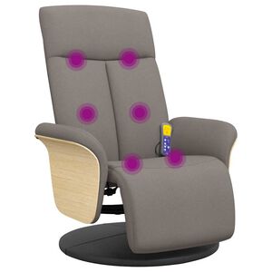 vidaXL Cadeira massagens reclin. c/ apoio p&eacute;s tecido cinza-acastanhado