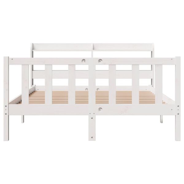 vidaXL Cama sem colch&atilde;o 135x190 cm madeira de pinho maci&ccedil;a branco
