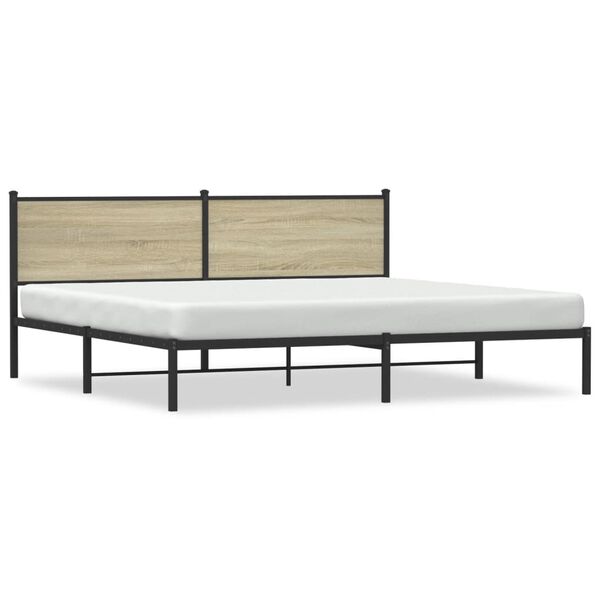 vidaXL Estrutura de cama sem colch&atilde;o 200x200cm metal carvalho sonoma