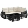 vidaXL Conjunto de Sof&aacute; de Jardim 5 unid. Preto e Branco Creme vime PE